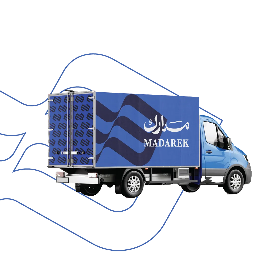 Partial and Full Shipping: A Truck and a Container with Madarek Branding