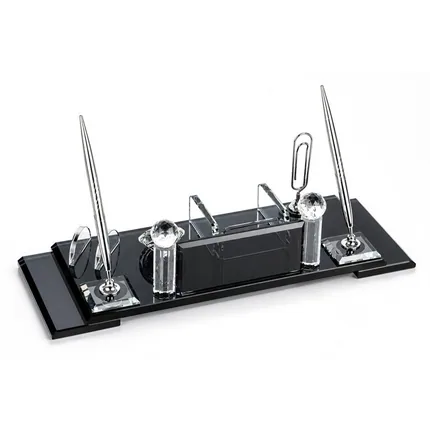 Large Black Crystal Desk Set