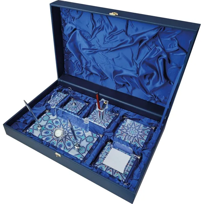 Premium Crystal Desk Set with Turquoise Decoration
