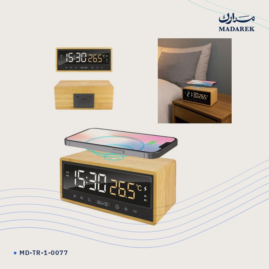 ساعة مكتبية خيزران