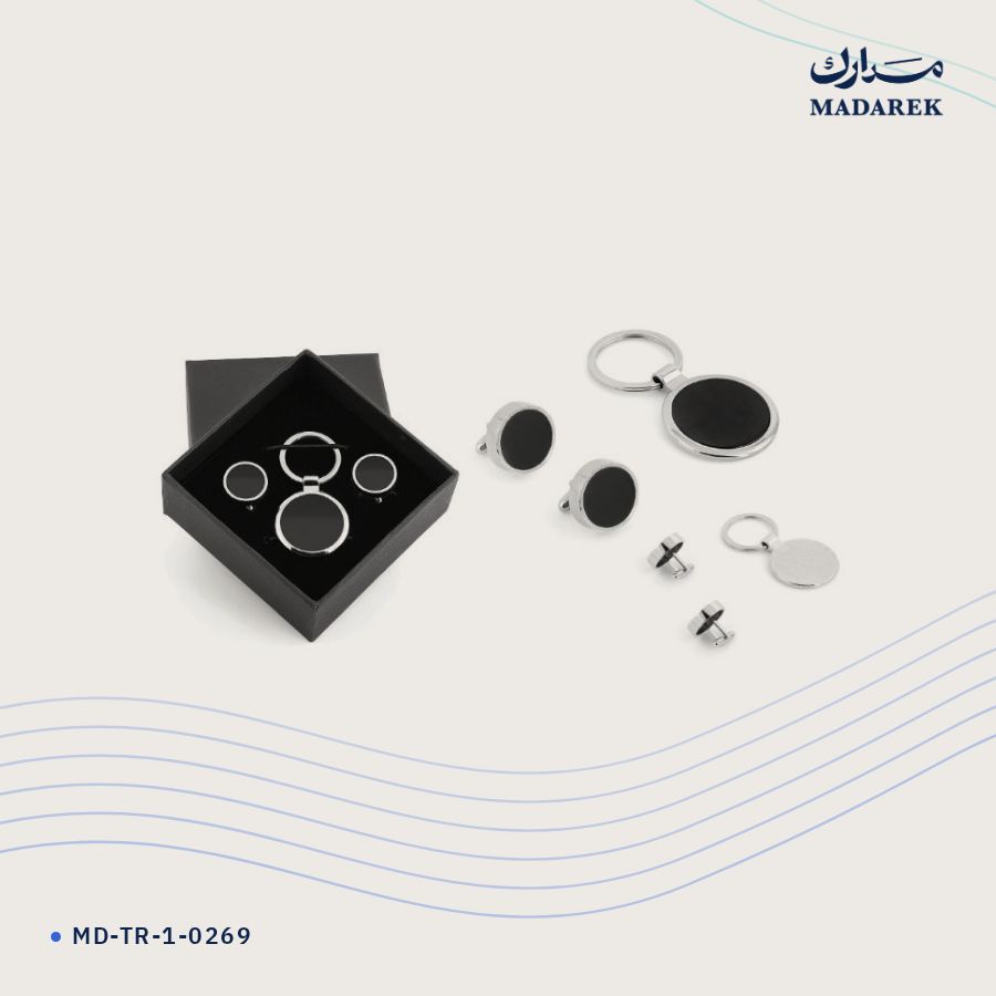 طقم ميدالية معدنية وأزرار أكمام