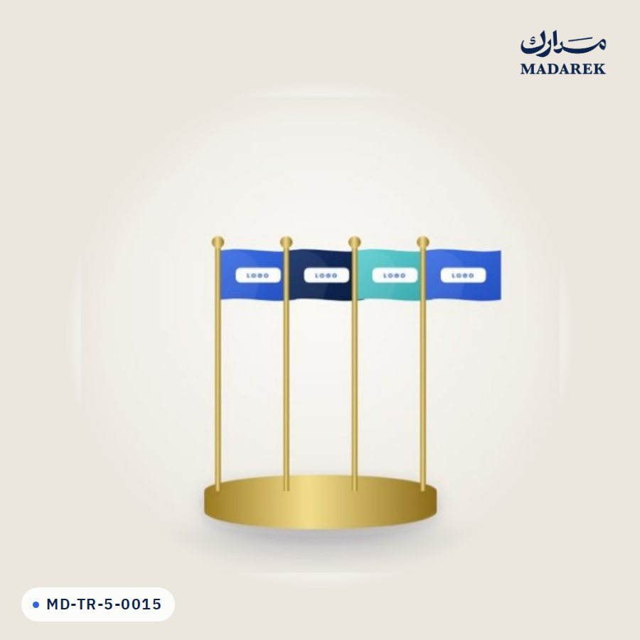 حامل علم مكتبي مطلي ذهبي